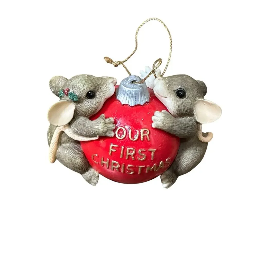 CHARMING TAILS Our First Christmas Ball With You Limited Edition Mice Vtg‎ 90s